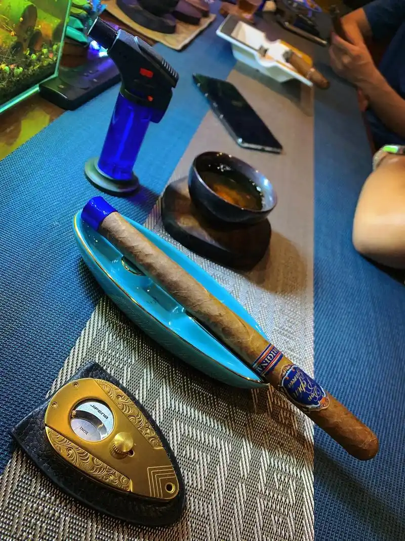 一位雪茄爱好者正在品尝长城雪茄，享受宁静的时光。