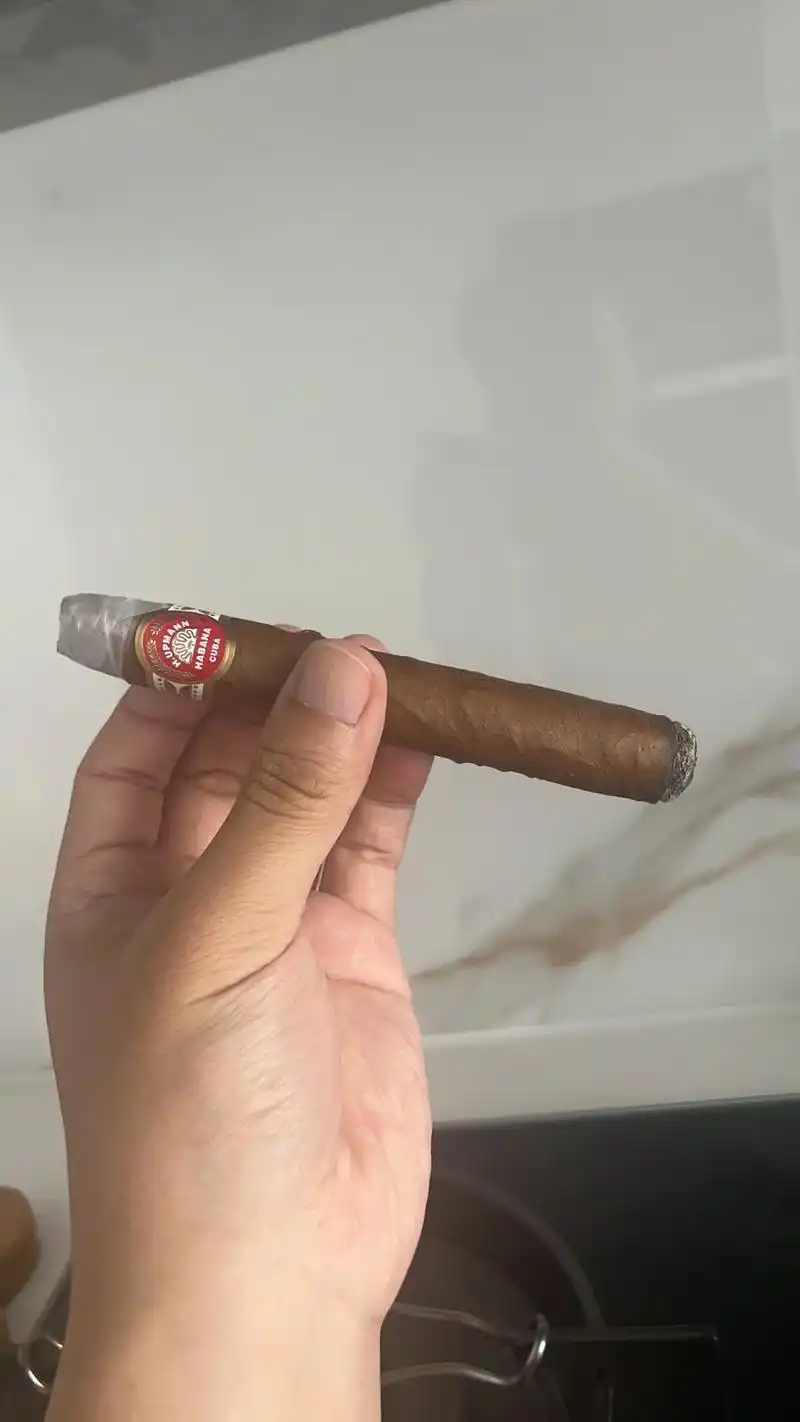 微娜罗布图雪茄在烛光下的优雅点燃场景，象征奢华与宁静的时刻